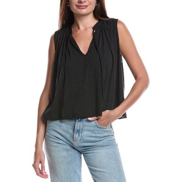 Nation Ltd Womens  Via Tie-Front Flowy Tank, Black - Picture 1 of 3